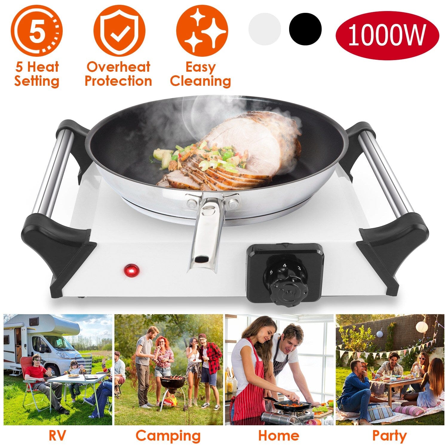 2000W Electric Burner Portable Coil Heating Hot Plate Stove Countertop Kitchen Appliances - DailySale