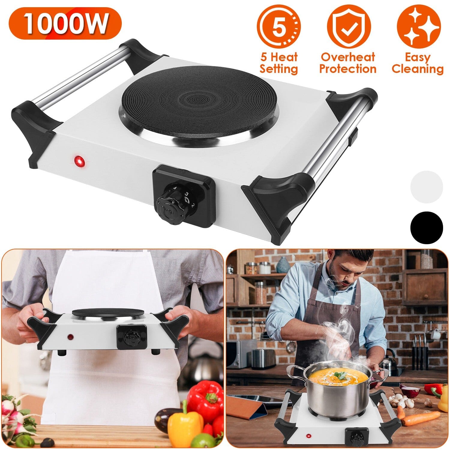 2000W Electric Burner Portable Coil Heating Hot Plate Stove Countertop Kitchen Appliances - DailySale