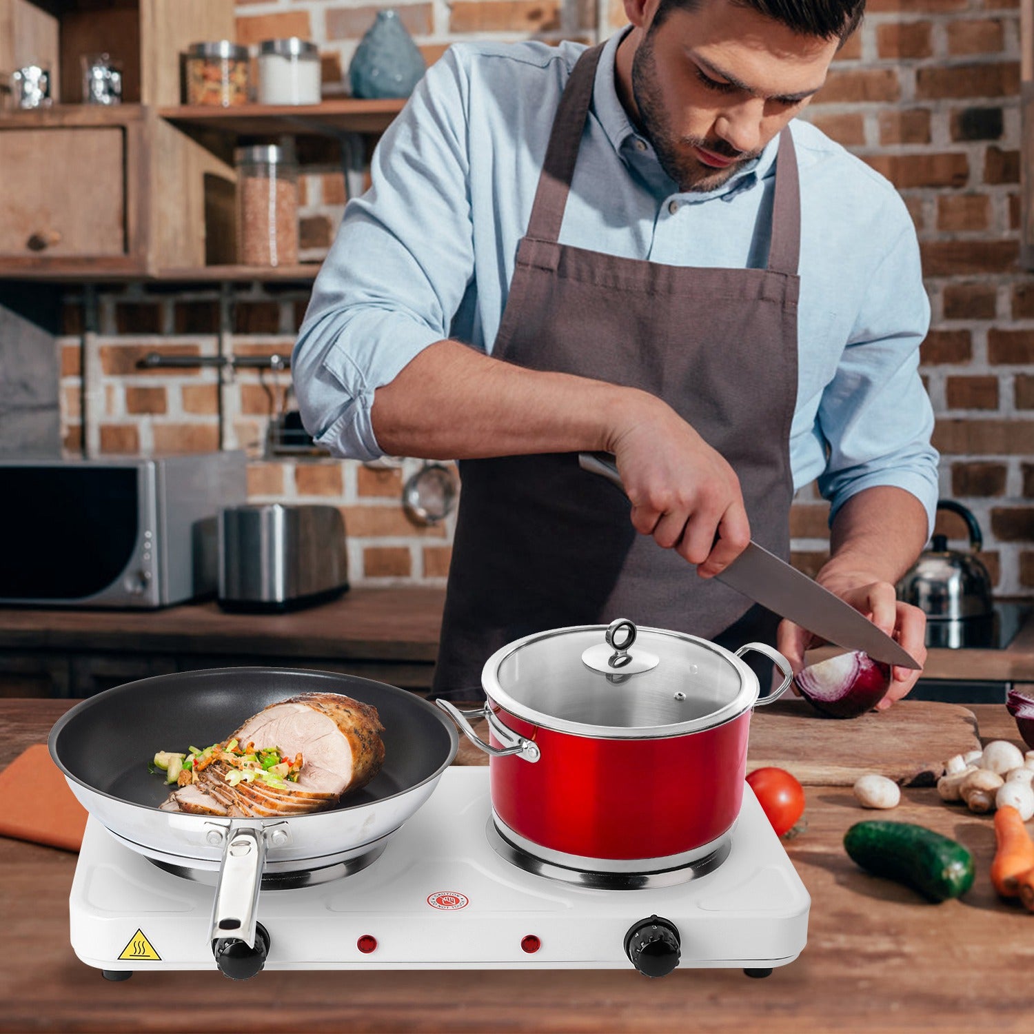 2000W Portable Double Electric Burner Kitchen Appliances - DailySale