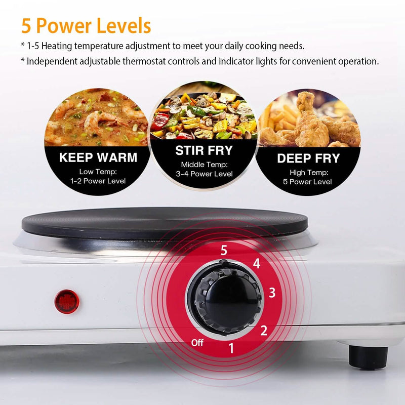 2000W Portable Double Electric Burner Kitchen Appliances - DailySale