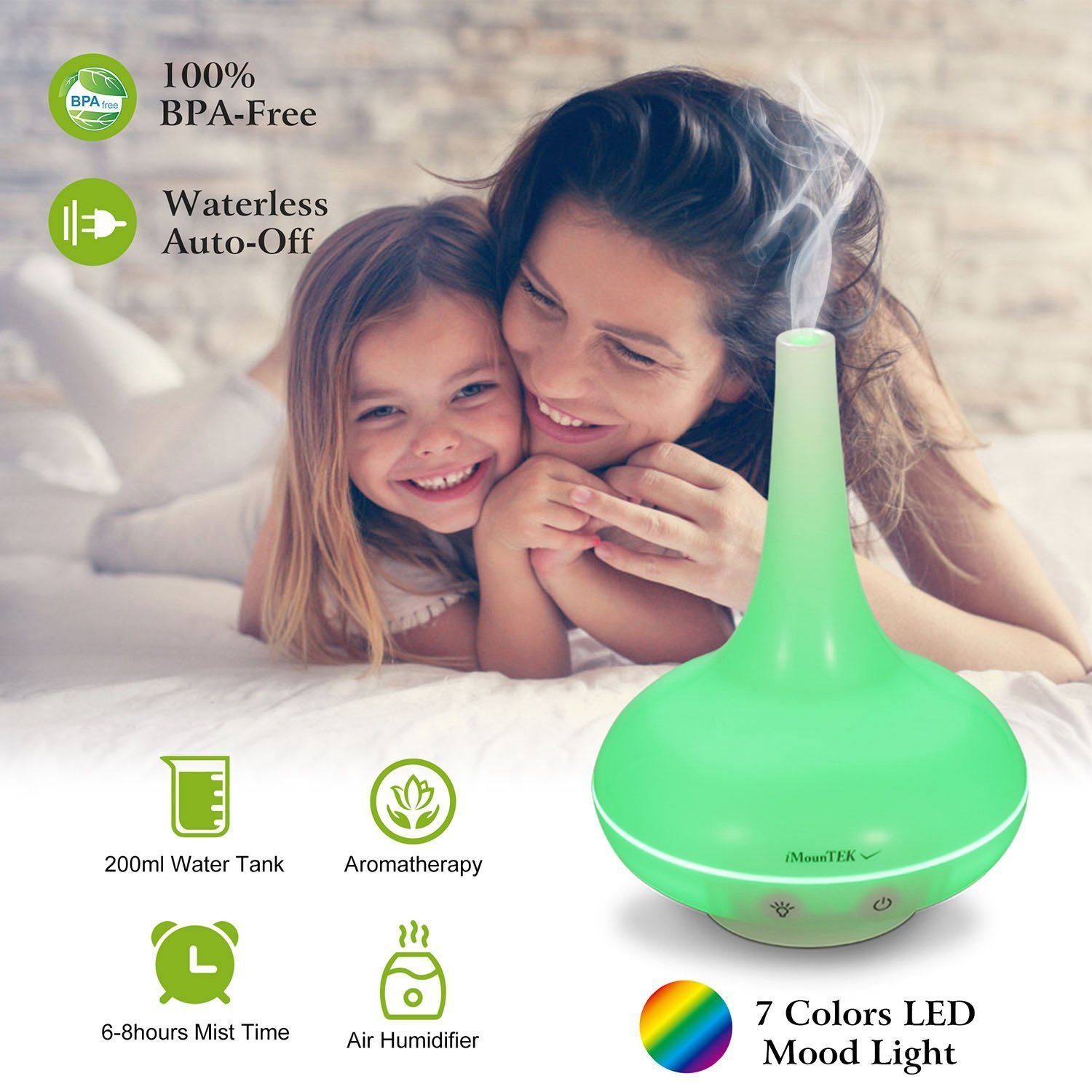 200ml Cool Mist Humidifier Ultrasonic Aroma Essential Wellness - DailySale