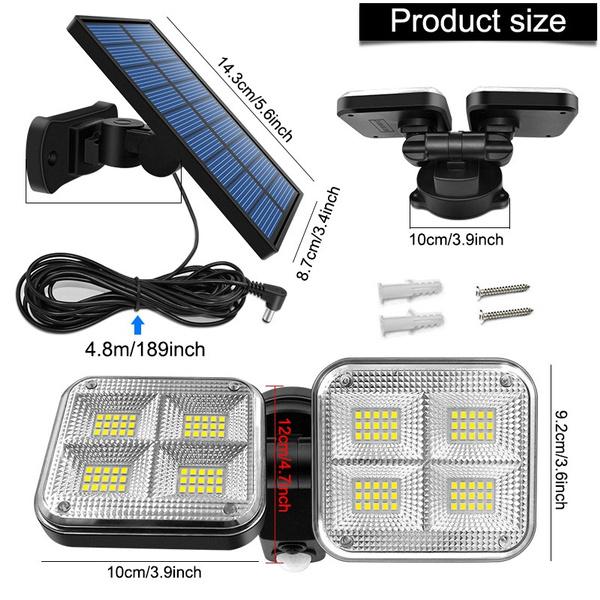 20W Super Bright Solar Lights 120 LED IP65 Waterproof Outdoor Lighting - DailySale