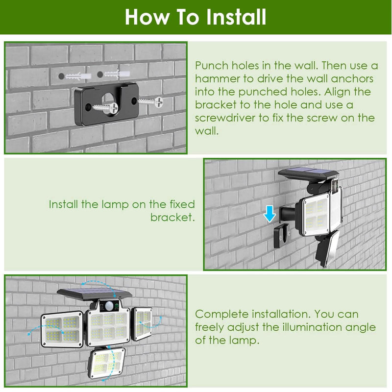 216 LEDs Solar Outdoor Light Motion Sensor Security Wireless Lamp Outdoor Lighting - DailySale
