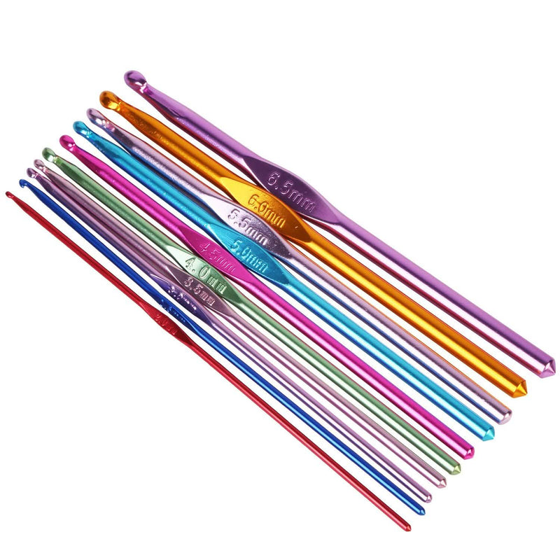 22-Piece: Aluminum Multi-Color Crochet Hook Needles Art & Craft Supplies - DailySale
