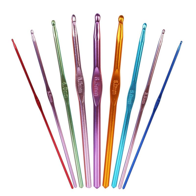22-Piece: Aluminum Multi-Color Crochet Hook Needles Art & Craft Supplies - DailySale