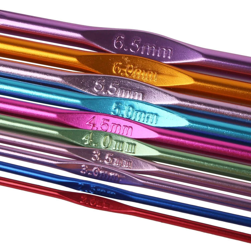 22-Piece: Aluminum Multi-Color Crochet Hook Needles Art & Craft Supplies - DailySale