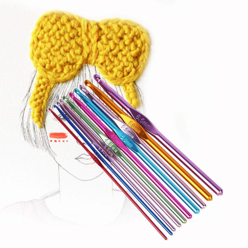 22-Piece: Aluminum Multi-Color Crochet Hook Needles Art & Craft Supplies - DailySale