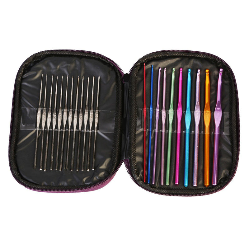 22-Piece: Aluminum Multi-Color Crochet Hook Needles Art & Craft Supplies - DailySale