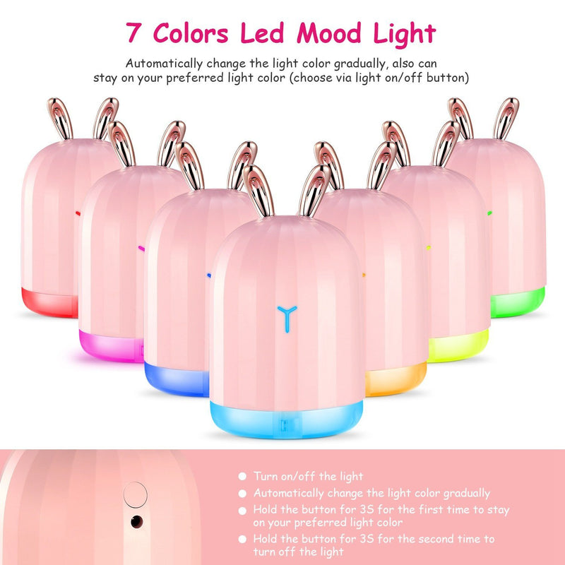 220ml Cool Mist Humidifier Ultrasonic Air Diffuser Atomizer with 7 Color Wellness - DailySale