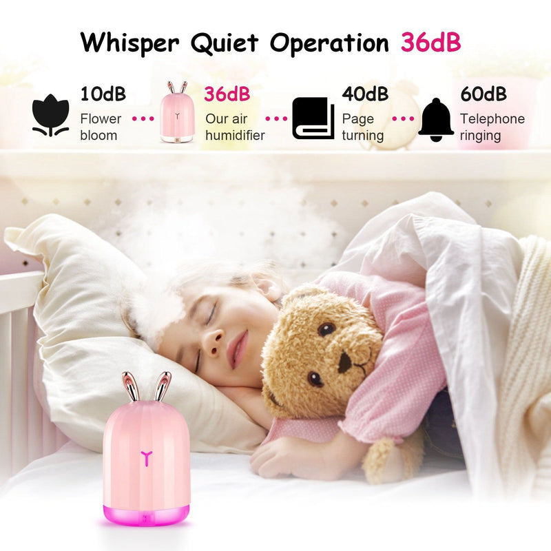 220ml Cool Mist Humidifier Ultrasonic Air Diffuser Atomizer with 7 Color