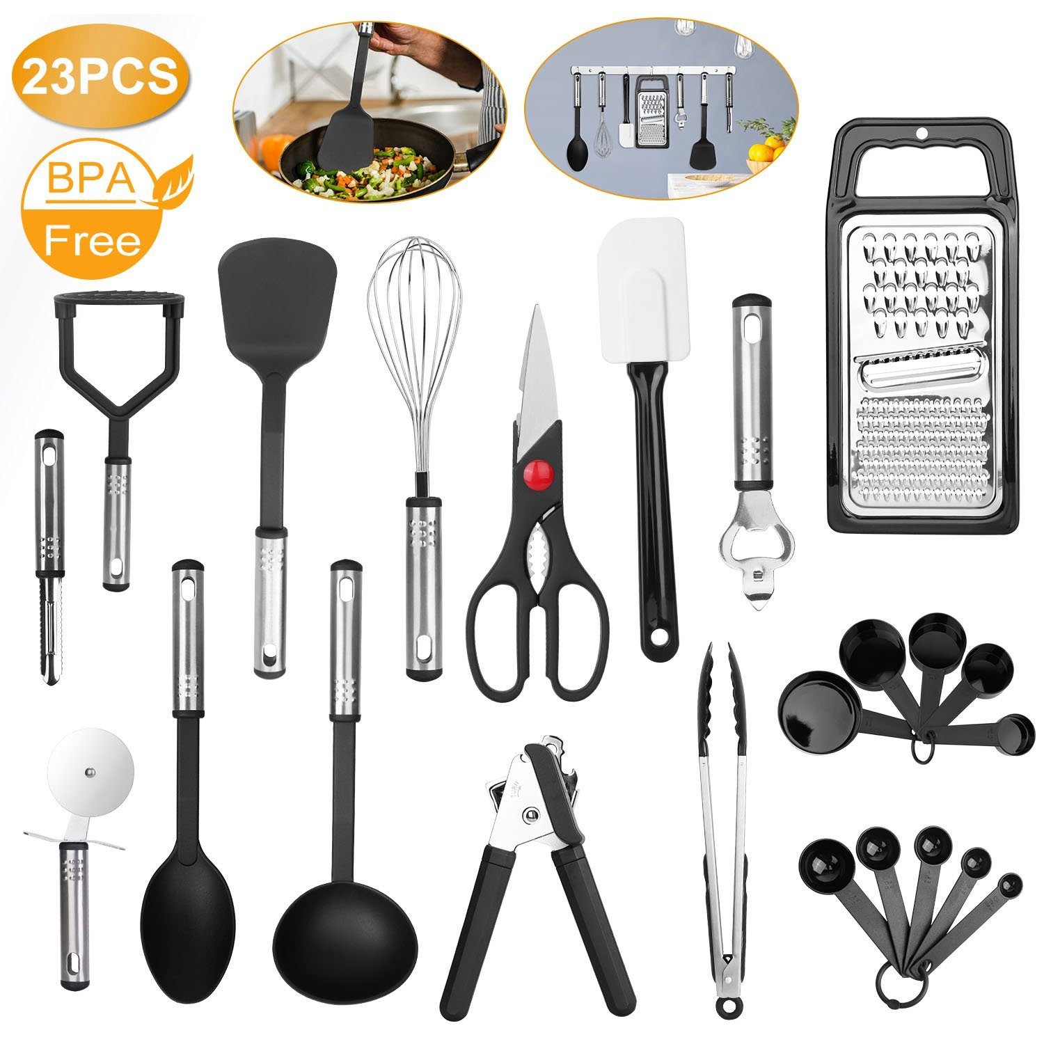 23-Piece Set: Kitchen Utensil Set Stainless Steel Nylon Kitchen & Dining - DailySale