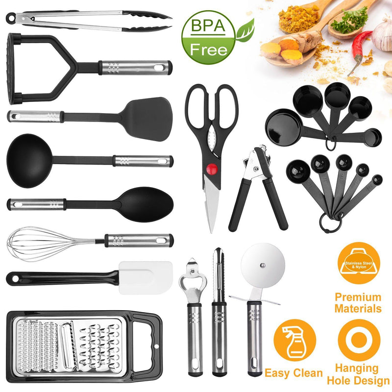 Maphyton Cooking Utensil Set, 11 PCS Stainless Steel Kitchen Utensil Set,  Nonstick Kitchen Gadgets Cookware Set with Spatula