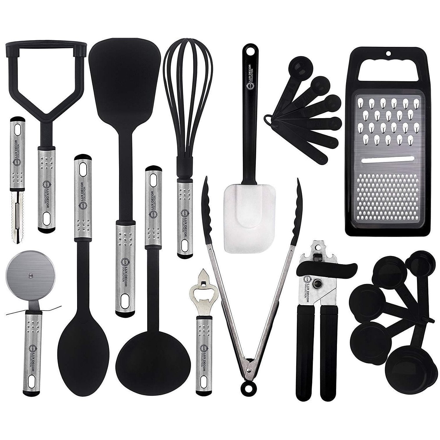 23-Pieces: Cooking Utensils Set Kitchen Essentials Black - DailySale