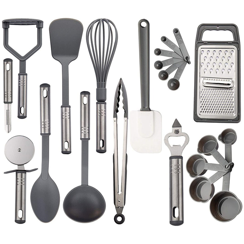 23-Pieces: Cooking Utensils Set Kitchen Essentials Gray - DailySale