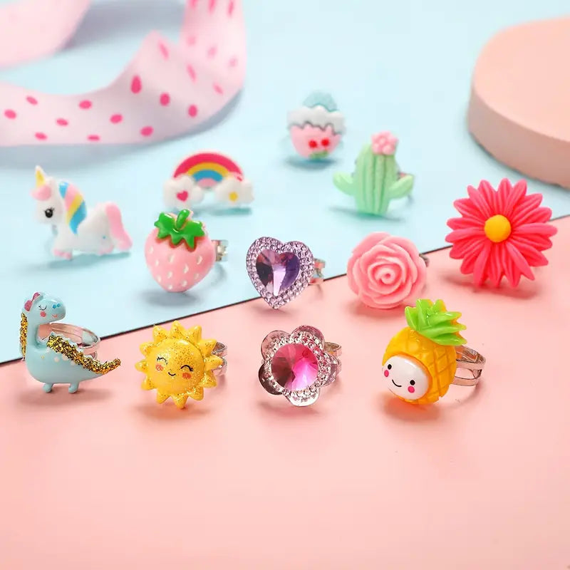 24 Adorable Pink Sheep Little Girl Jewel Rings Toys & Games - DailySale