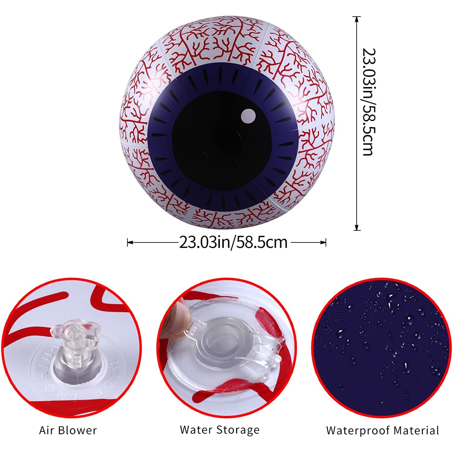 24-Inch Halloween Inflatable Ghost Eyeball Decor Holiday Decor & Apparel - DailySale