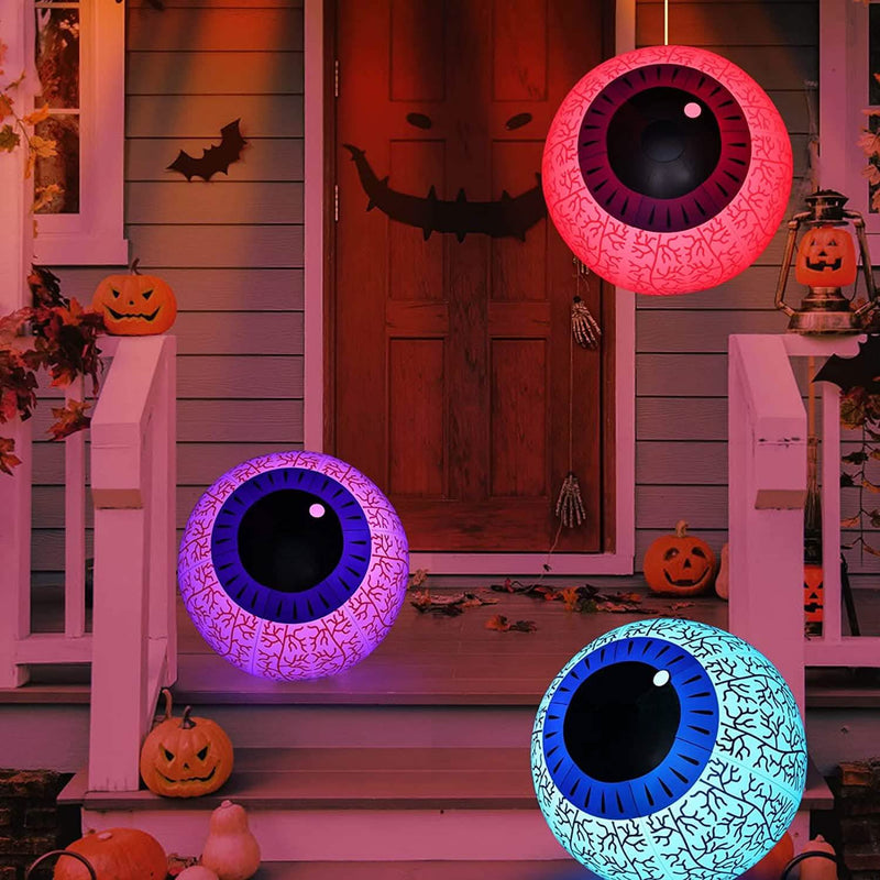 24-Inch Halloween Inflatable Ghost Eyeball Decor Holiday Decor & Apparel - DailySale