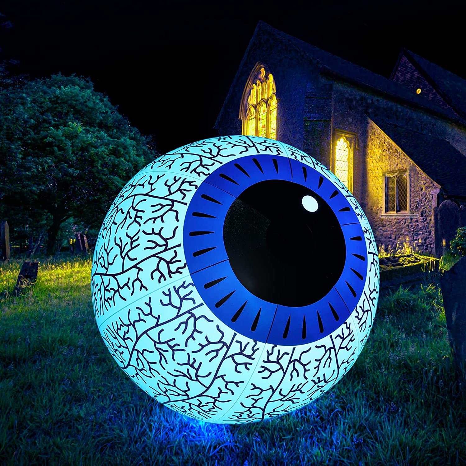 24-Inch Halloween Inflatable Ghost Eyeball Decor Holiday Decor & Apparel - DailySale