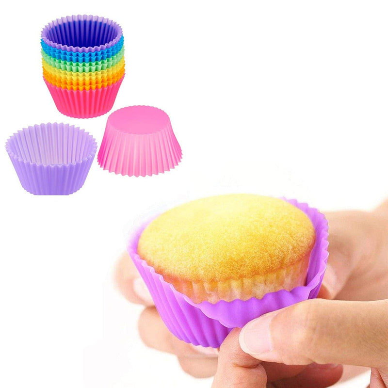 24-Pack: Multicolored Reusable Silicone Baking Cups Liner for Cupcakes and Muffins Kitchen Tools & Gadgets - DailySale