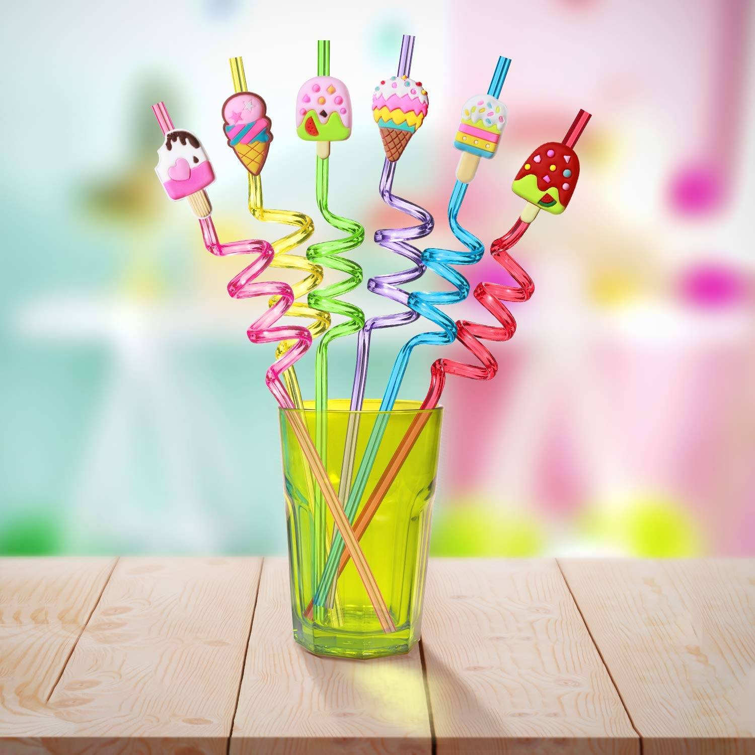 24-Pack: Reusable Ice Cream Straws for Birthday Party Supplies Wine & Dining - DailySale