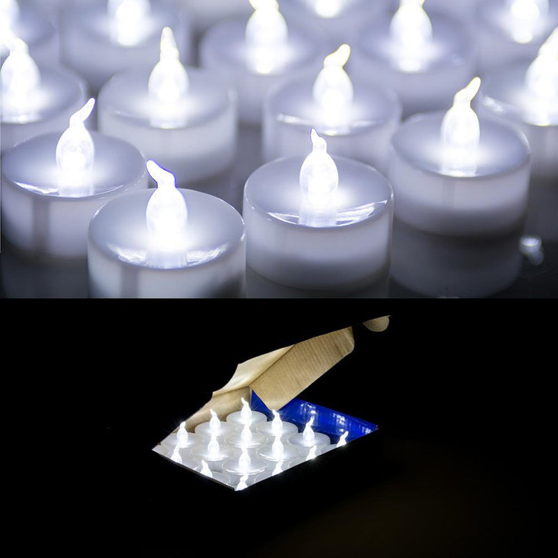 24-Pack: White LED Tealight Timer Candles Battery Operated Flameless Smokeless Indoor Lighting - DailySale