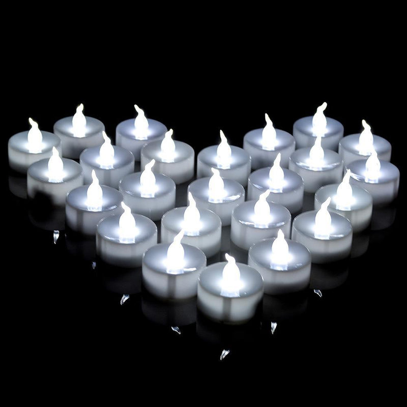 24-Pack: White LED Tealight Timer Candles Battery Operated Flameless Smokeless Indoor Lighting - DailySale