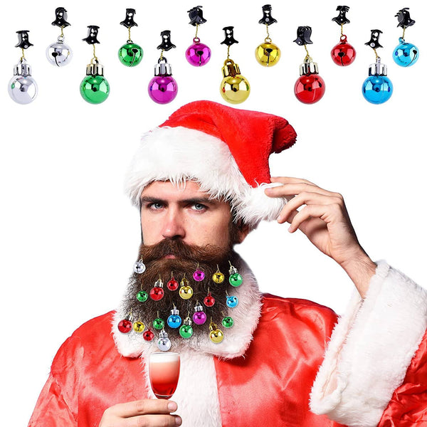 24-Piece: Christmas Beard Baubles Ornaments Santa Claus Beard Bells Holiday Decor & Apparel - DailySale