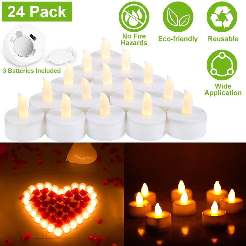 24-Piece: Flameless LED Tealight Candles Indoor Lighting - DailySale
