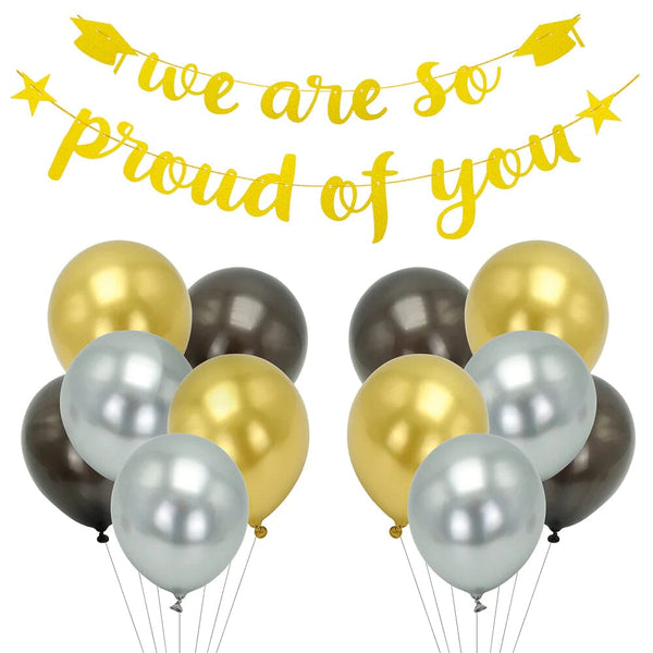 24-Piece: Gold Letter Banner "We Are So Proud of You" Hanging Decor Holiday Decor & Apparel - DailySale