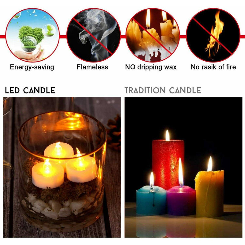24-Piece: LED Flameless Tealight Smokeless Flickering Candles Indoor Lighting - DailySale