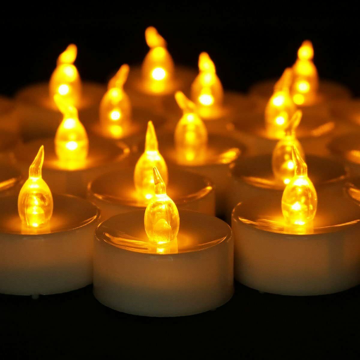 24-Piece: LED Flameless Tealight Smokeless Flickering Candles Indoor Lighting - DailySale