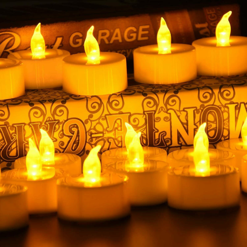 24-Piece: LED Flameless Tealight Smokeless Flickering Candles Indoor Lighting - DailySale