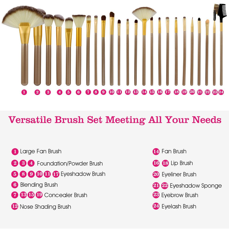 24-Piece: Makeup Brushes Set Beauty & Personal Care - DailySale