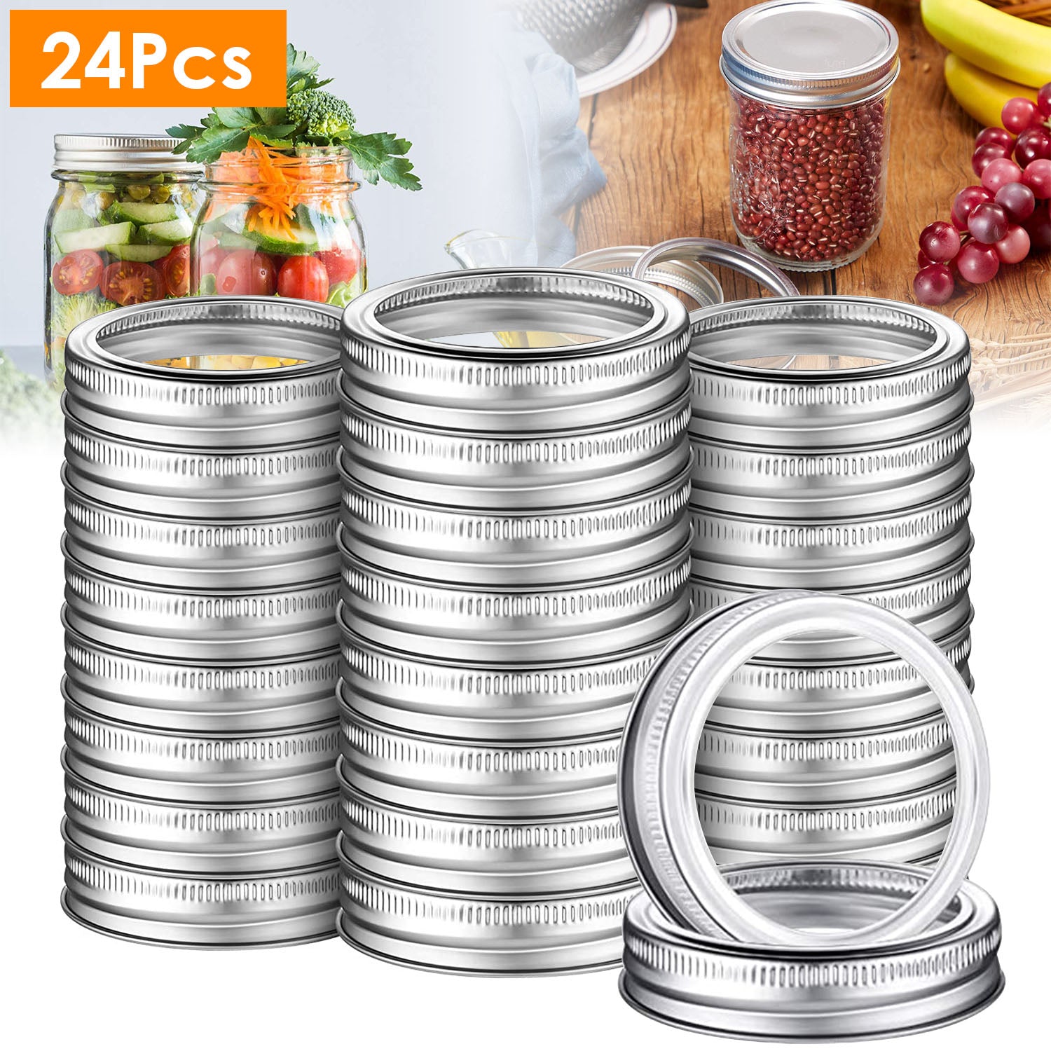 24-Piece: Regular Mouth Canning Jar Kitchen Storage - DailySale