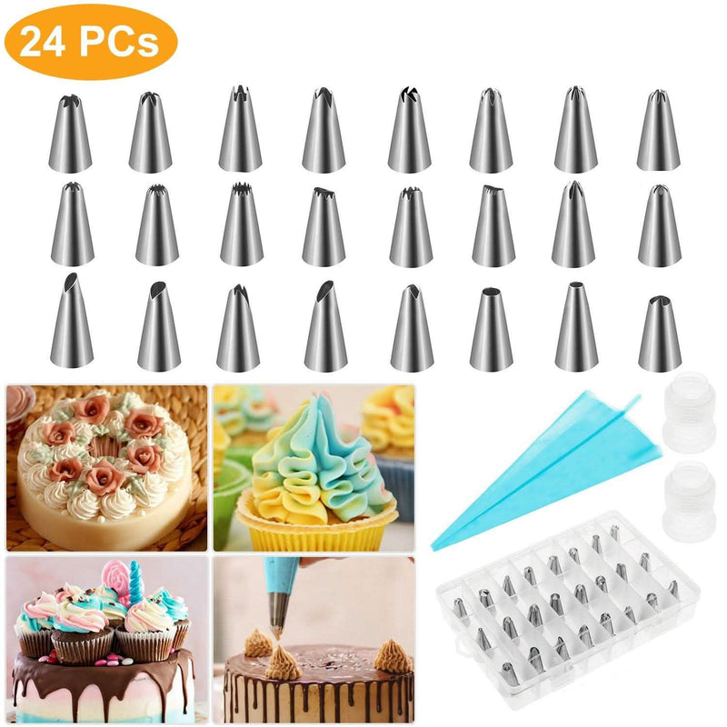 24-Piece: Stainless Steel Cake Decorating Supplies Kit Kitchen & Dining - DailySale
