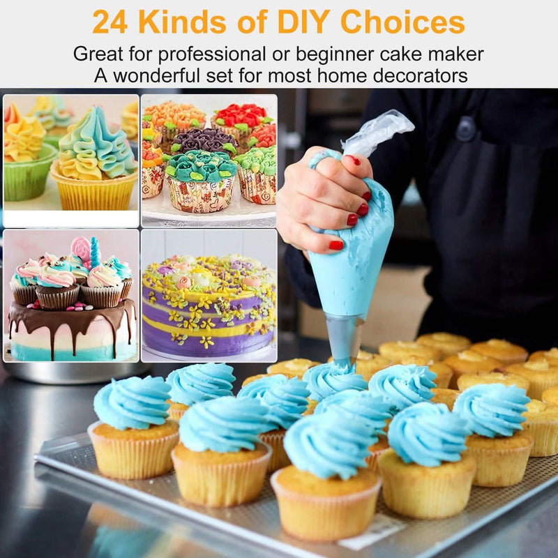 24-Piece: Stainless Steel Cake Decorating Supplies Kit Kitchen & Dining - DailySale