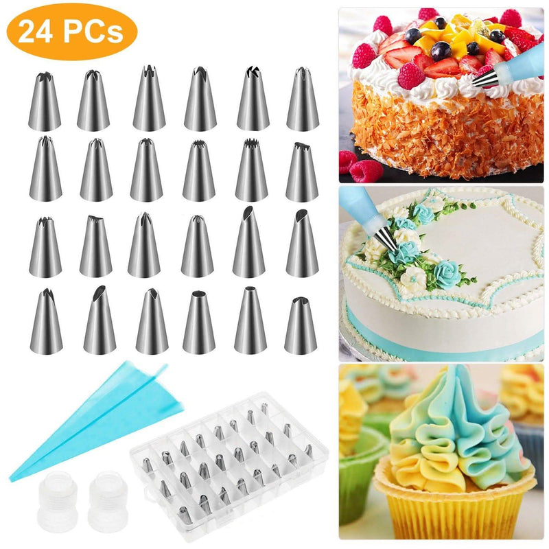 24-Piece: Stainless Steel Cake Decorating Supplies Kit Kitchen & Dining - DailySale