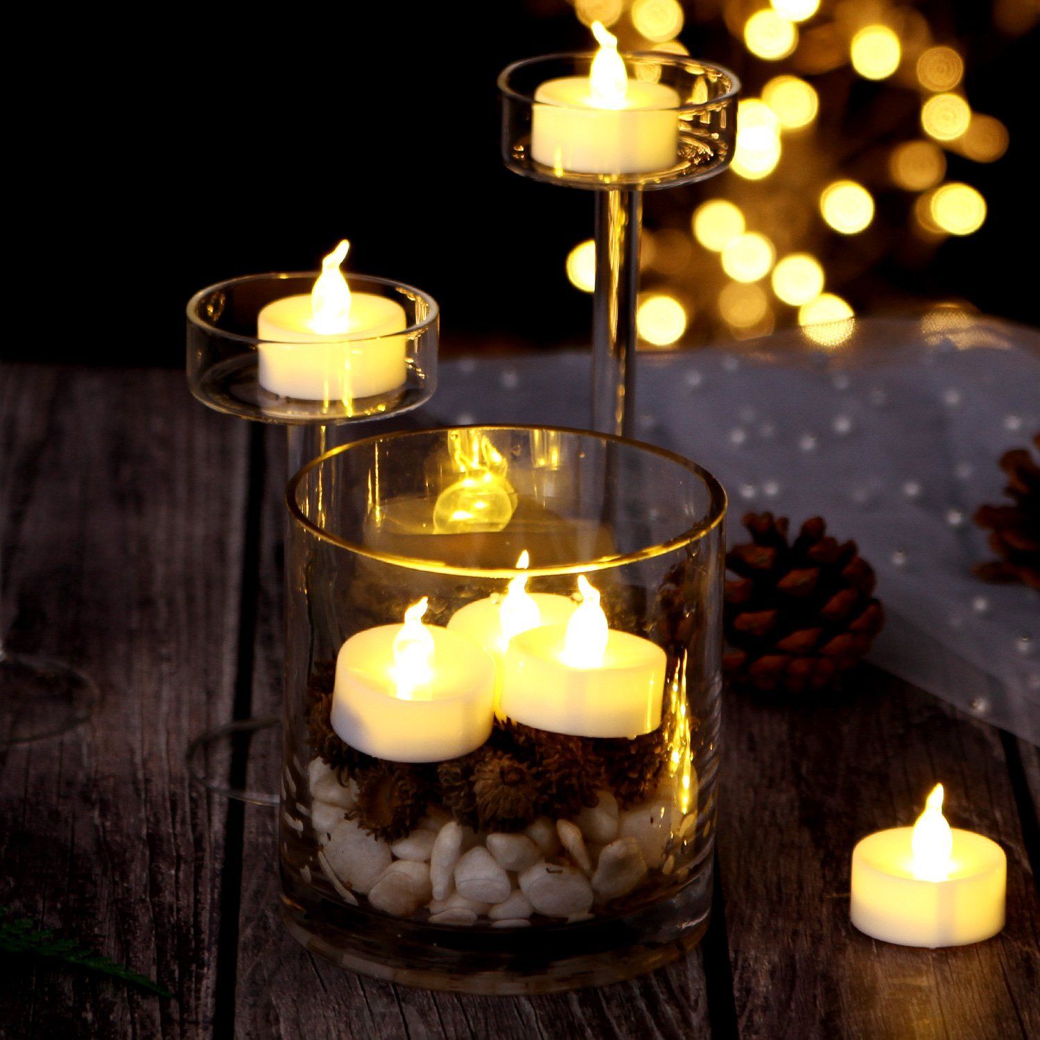 24-Piece: Warm White LED Tealight Candles Indoor Lighting - DailySale