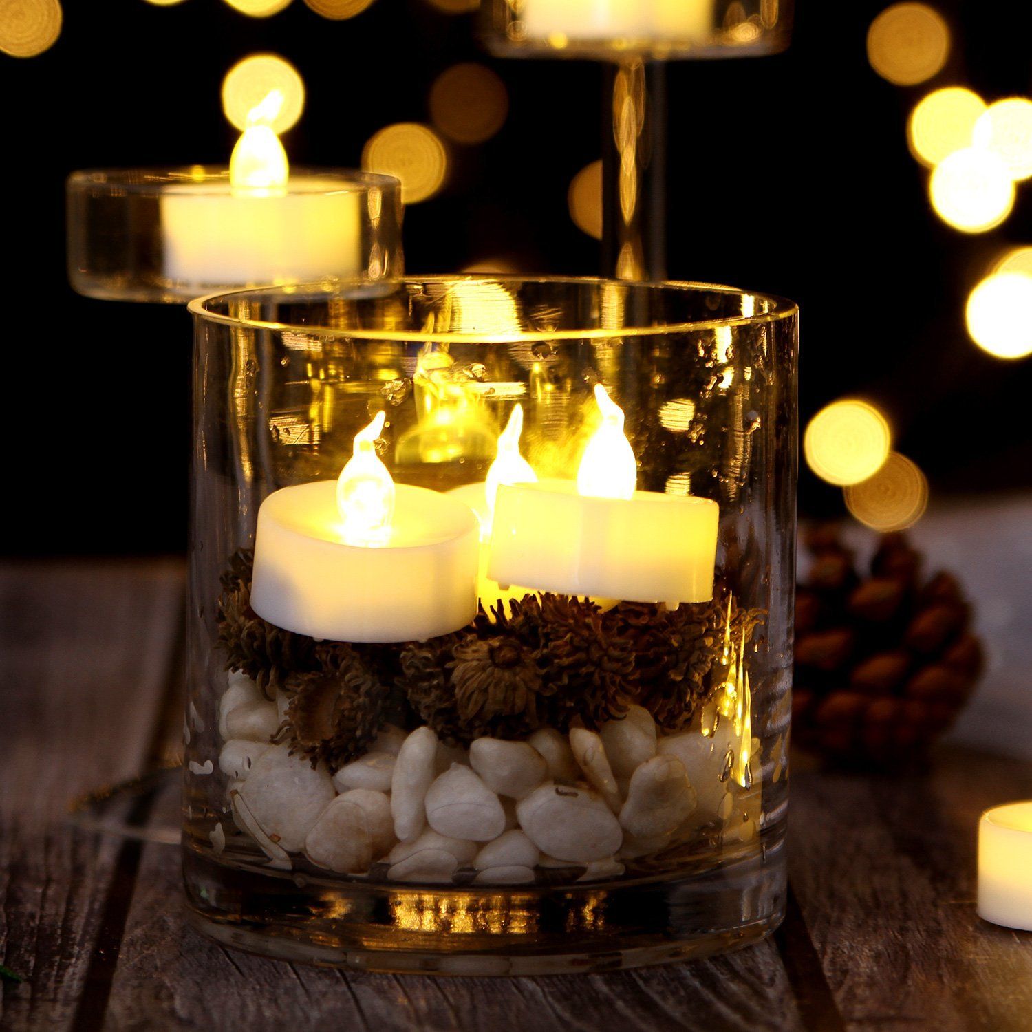 24-Piece: Warm White LED Tealight Candles Indoor Lighting - DailySale