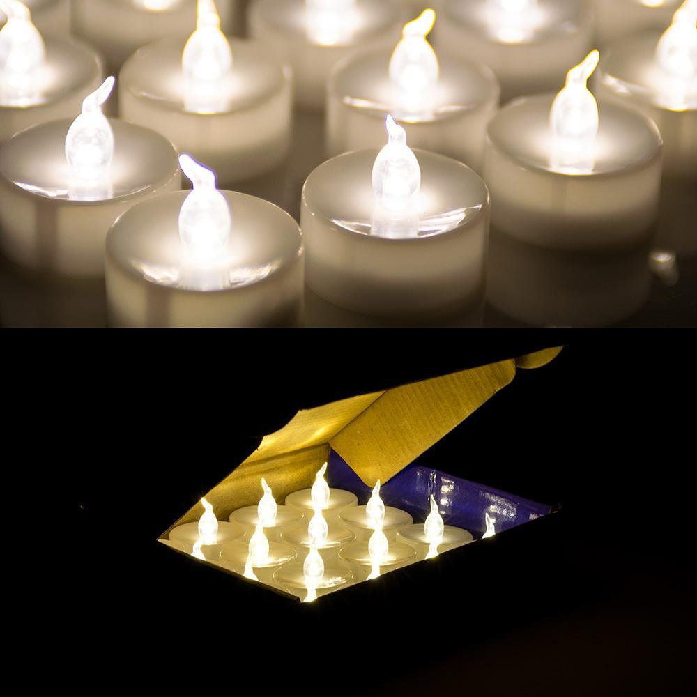 24-Piece: Warm White Tealights Timer Flameless Smokeless Candles Indoor Lighting - DailySale