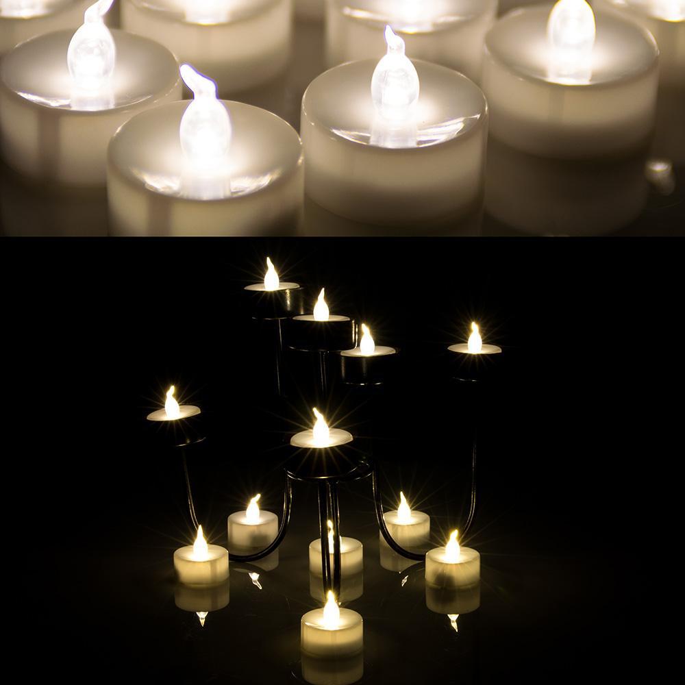 24-Piece: Warm White Tealights Timer Flameless Smokeless Candles Indoor Lighting - DailySale