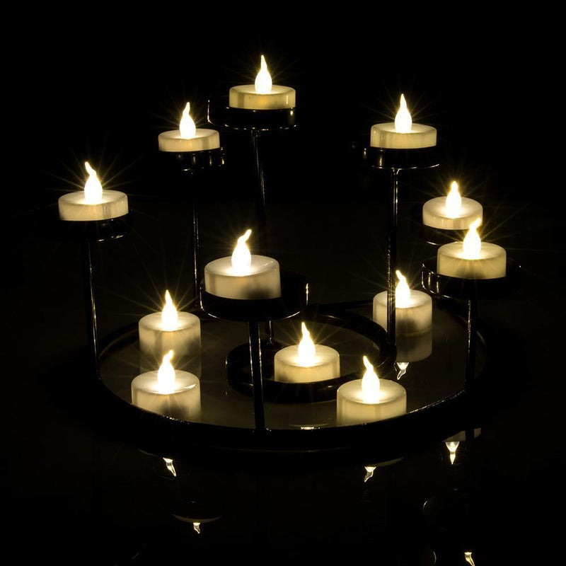 24-Piece: Warm White Tealights Timer Flameless Smokeless Candles Indoor Lighting - DailySale