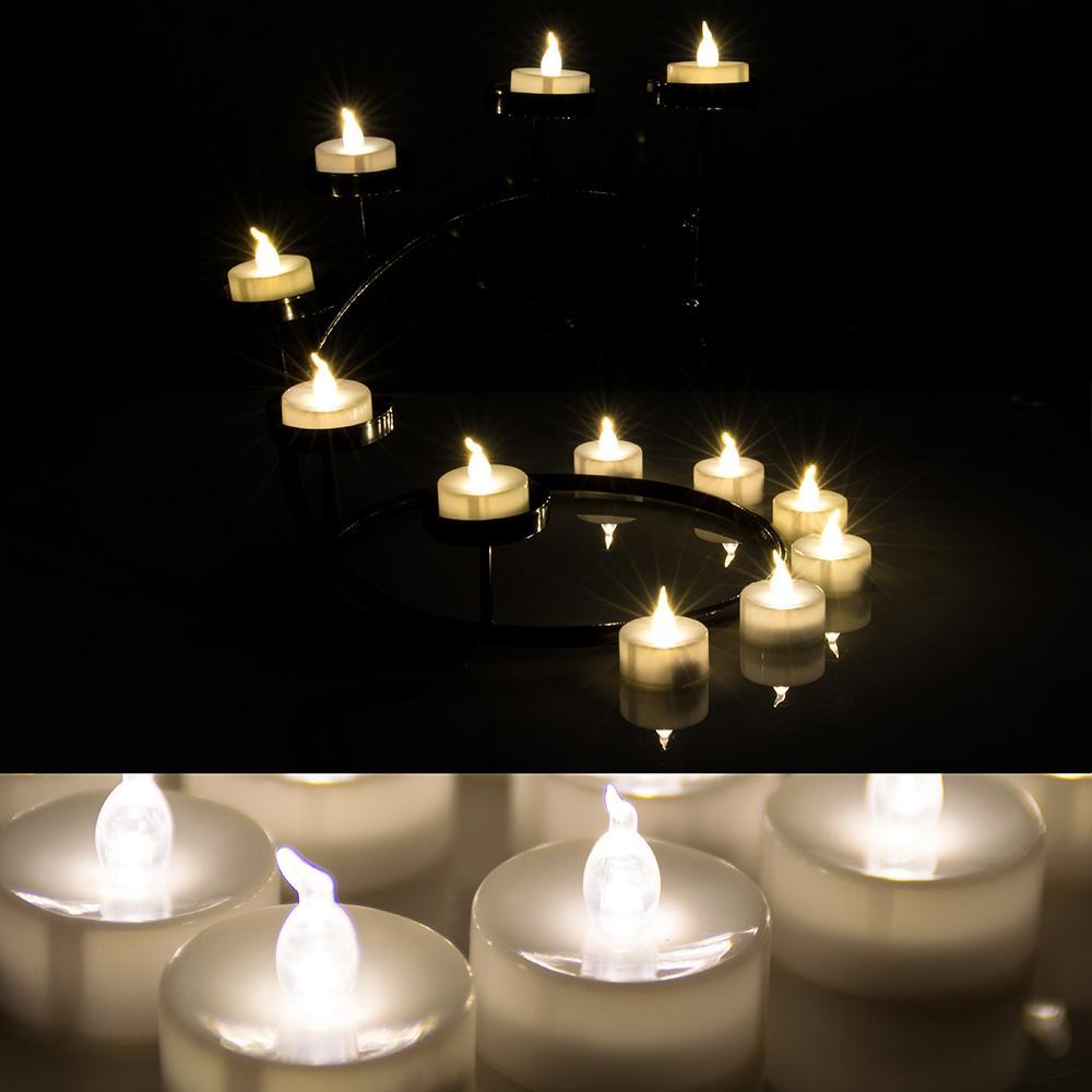 24-Piece: Warm White Tealights Timer Flameless Smokeless Candles Indoor Lighting - DailySale