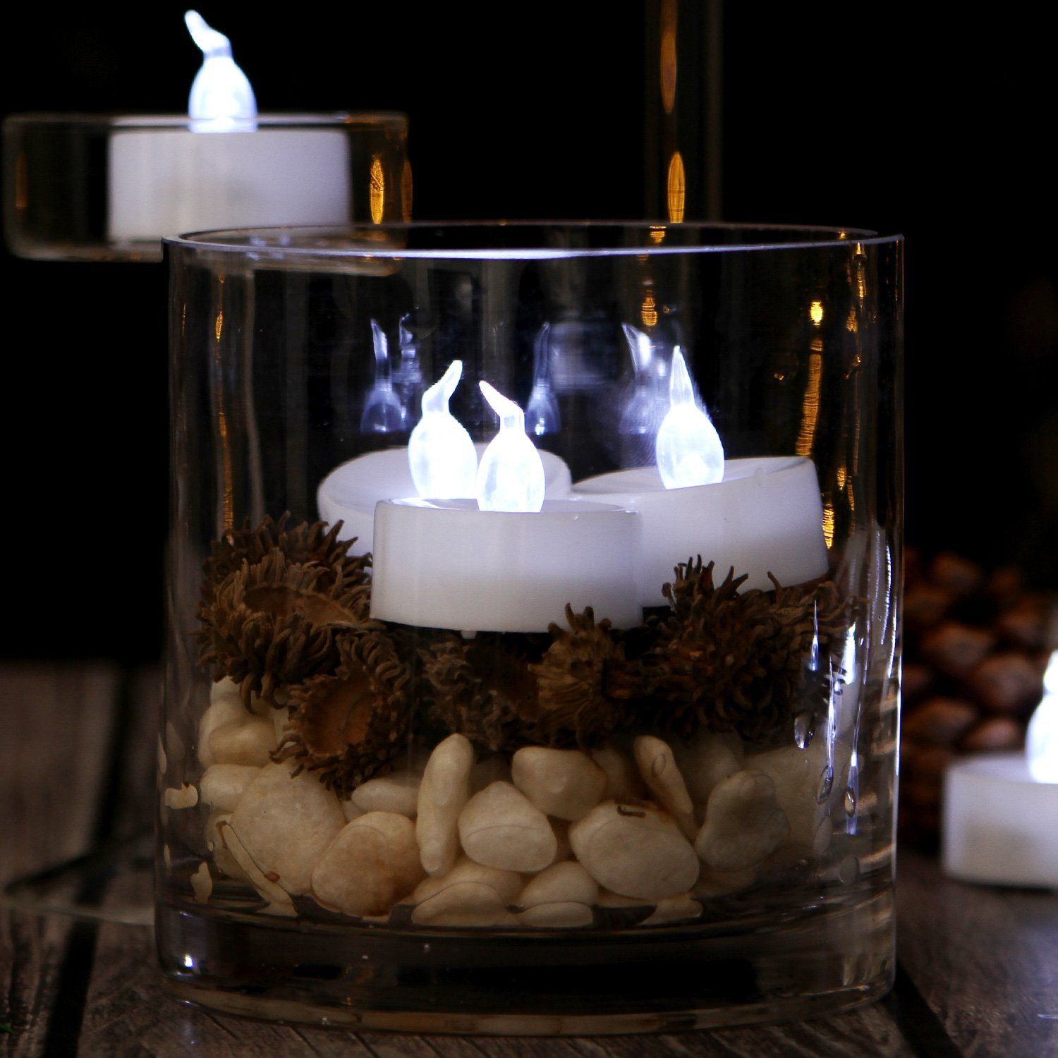 24-Pieces: Cool White LED Flameless Tealight Smokeless Timer Candles Indoor Lighting - DailySale