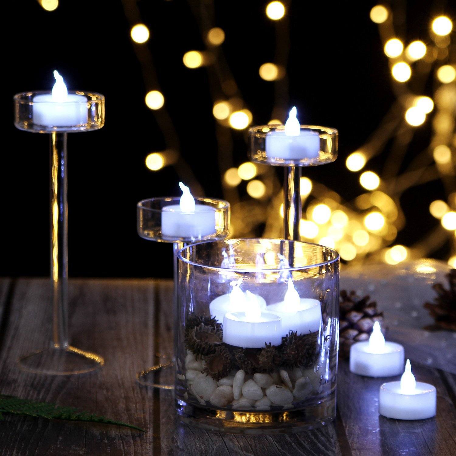 24-Pieces: Cool White LED Flameless Tealight Smokeless Timer Candles Indoor Lighting - DailySale