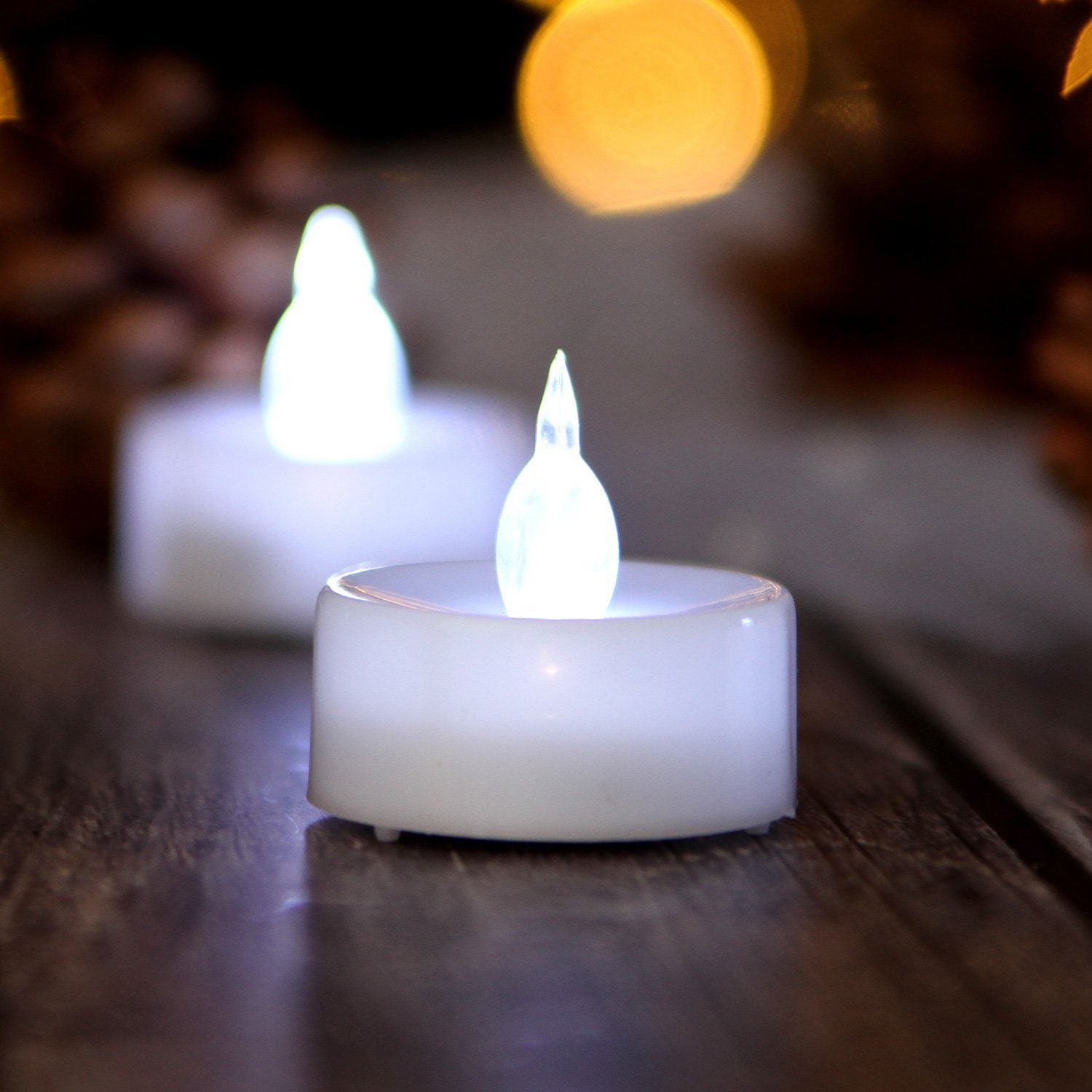 24-Pieces: Cool White LED Flameless Tealight Smokeless Timer Candles Indoor Lighting - DailySale