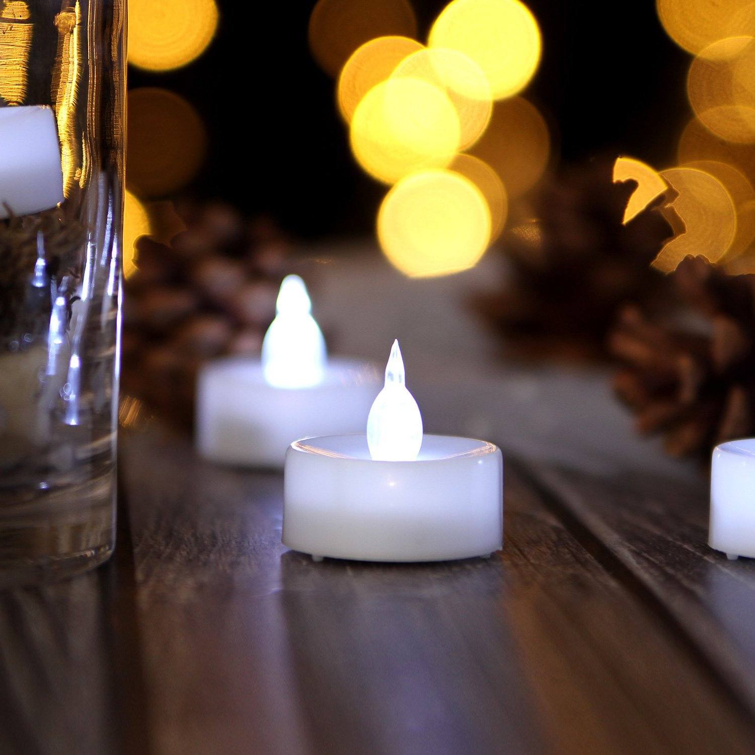 24-Pieces: Cool White LED Flameless Tealight Smokeless Timer Candles Indoor Lighting - DailySale