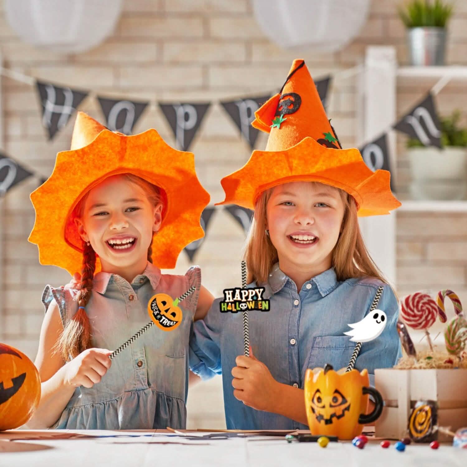 24-Pieces: Halloween Party Striped Decorative Paper Straws Holiday Decor & Apparel - DailySale