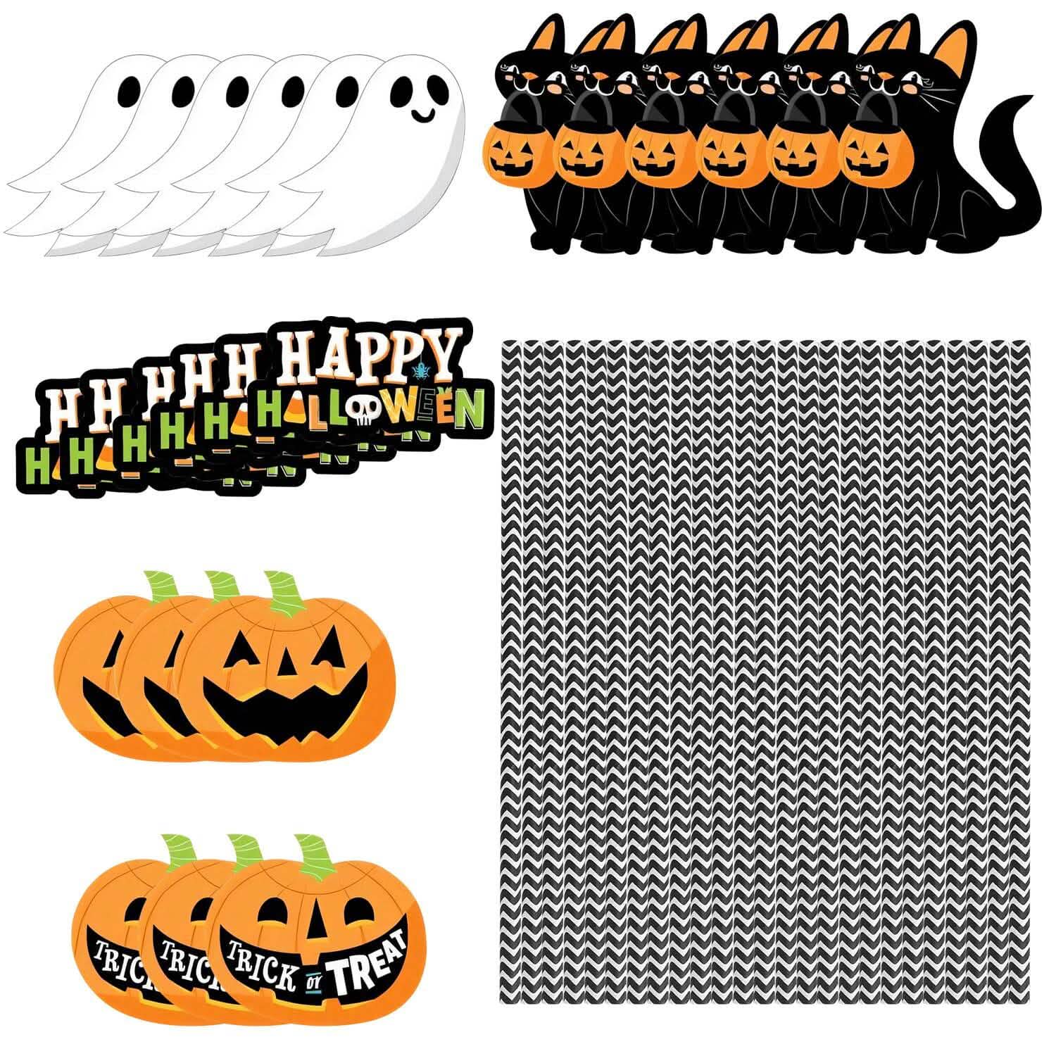 24-Pieces: Halloween Party Striped Decorative Paper Straws Holiday Decor & Apparel - DailySale