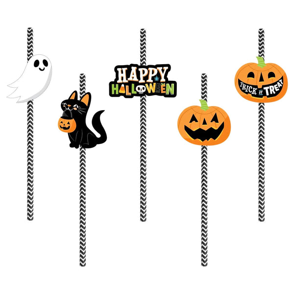 24-Pieces: Halloween Party Striped Decorative Paper Straws Holiday Decor & Apparel - DailySale